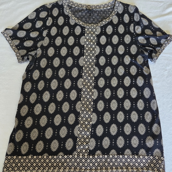 J. Crew Tops - J. Crew Black and Cream Patterned Blouse